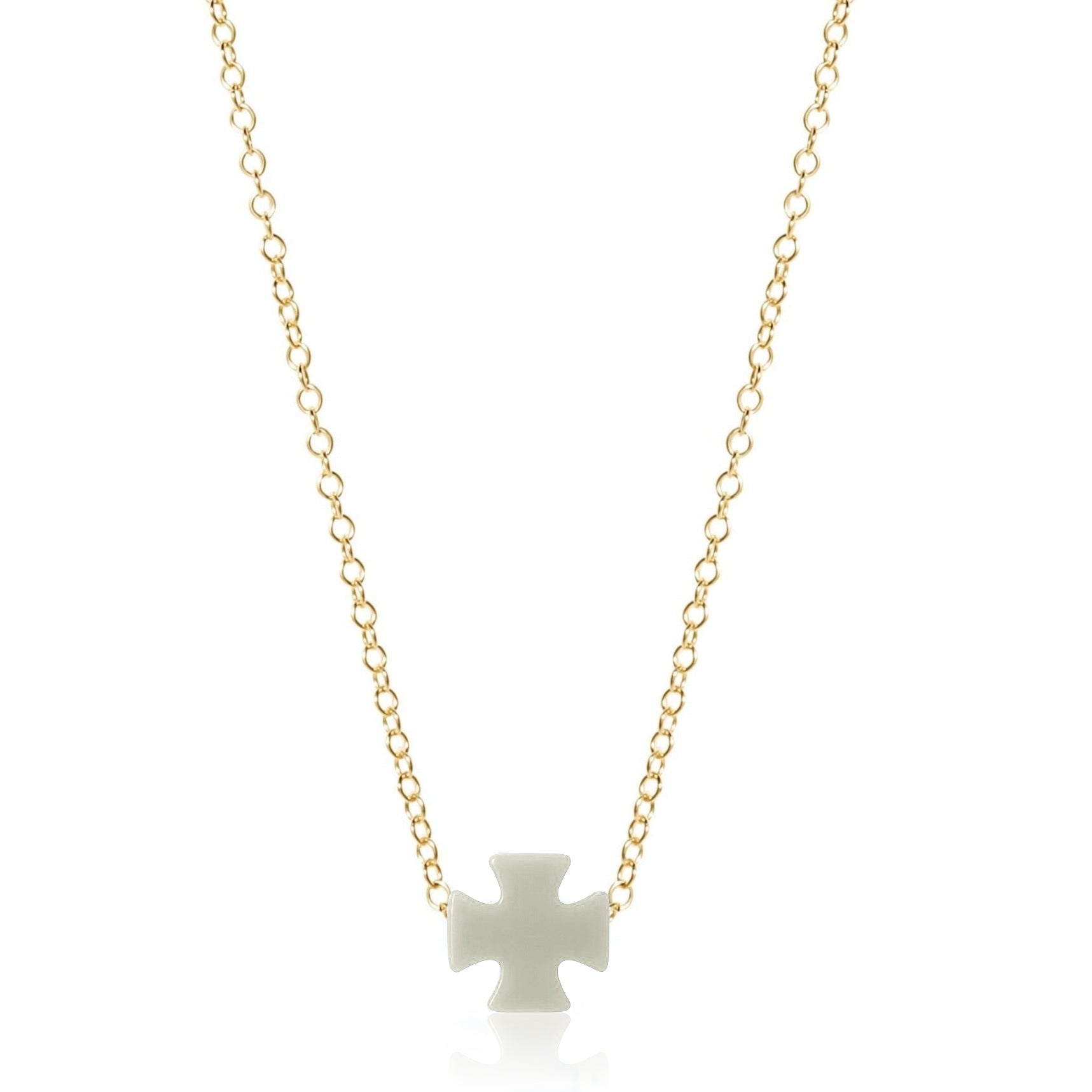 16" Cross Necklace Gold - Cornerstone Cross (Off White)